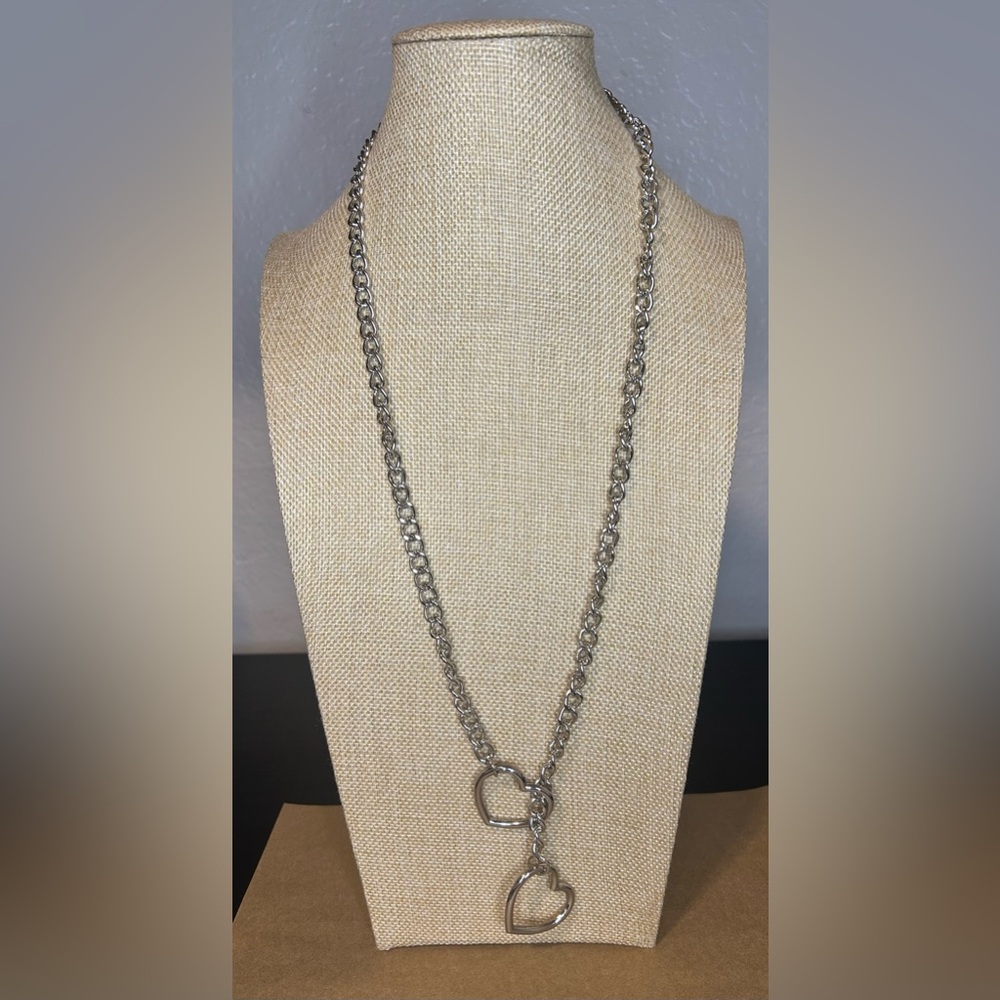 Leash Fetish Necklace with Double Heart Chain ⛓️‍💥 - 32 in - Picture 4 of 7
